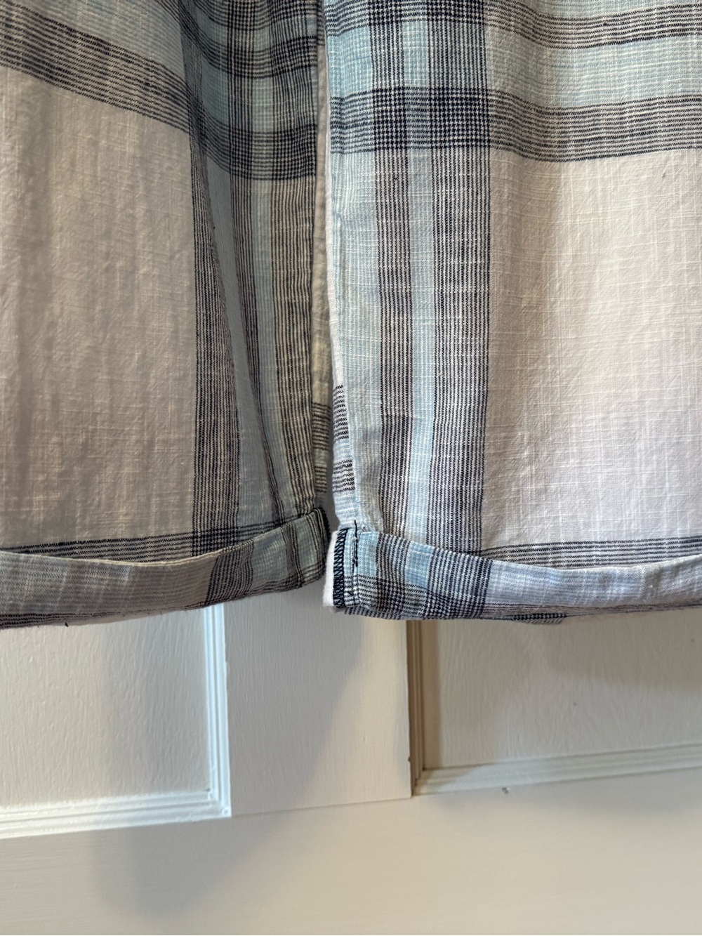Aerie Blue & White Plaid Cotton Linen Feel Overalls - Picture 6 of 11
